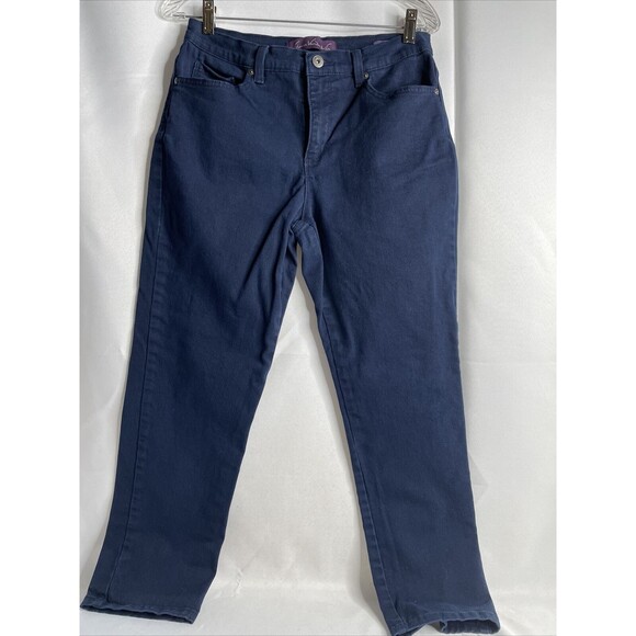 Gloria Vanderbilt Amanda Straight Leg  Navy Colored Denim Jeans Size 8 Regular - Picture 1 of 10